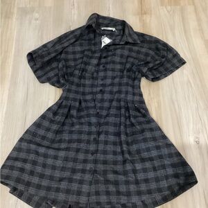 Anthropologie Black Plaid Mini Dress